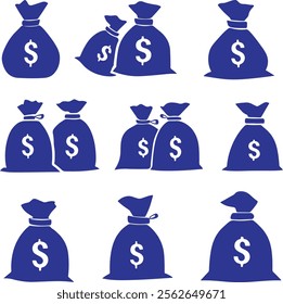 Money Bag Icon vector set collection