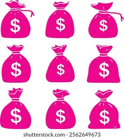 Money Bag Icon vector set collection