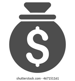 Money Bag icon. Vector style is flat iconic symbol with rounded angles, gray color, white background.