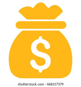Money Bag icon. Vector style is flat iconic symbol with rounded angles, yellow color, white background.