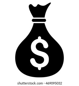 Money Bag icon. Vector style is flat iconic symbol with rounded angles, black color, white background.