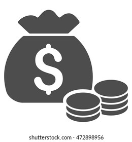 Money Bag icon. Vector style is flat iconic symbol with rounded angles, gray color, white background.
