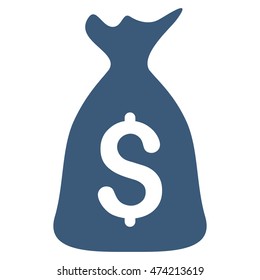 Money Bag icon. Vector style is flat iconic symbol with rounded angles, blue color, white background.