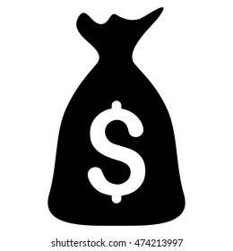 Money Bag icon. Vector style is flat iconic symbol with rounded angles, black color, white background.
