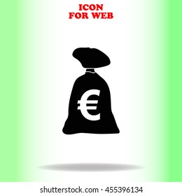 Money bag icon vector web icon. Black illustration on white background