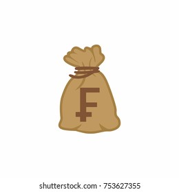Money bag icon vector of world top currency (Franc France).