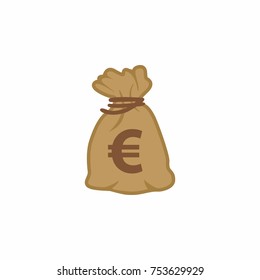 Money bag icon vector of world top currency (Euro Europe).