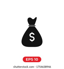 Money bag icon vector.Stack of money symbol.Money saving concept