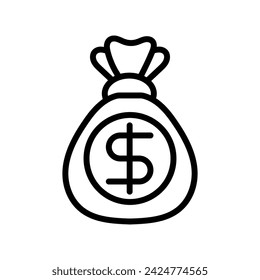 Money Bag icon, bag, money, wealth, finance line icon, editable vector icon, pixel perfect, illustrator ai file