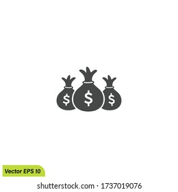 Money Bag Icon wealth symbol on White background. Vector illustration eps 10
