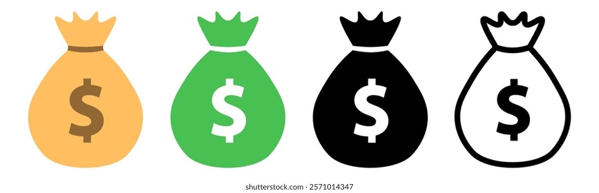 Money bag icons collection .Vector