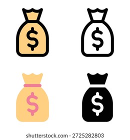 Money Bag Icons for E commerce Payments and Profit Suitable For Mobile Apps, Web Apps And Print Media. Multiple Style Icons, 