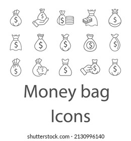 money bag icons set . money bag pack symbol vector elements for infographic web