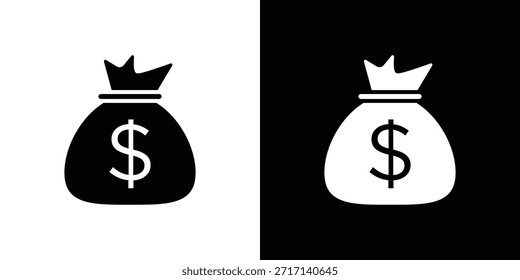 Money bag icons set. vector icons designed in filled style