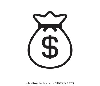 Money Bag Icons. Simple Of Line Money Bag Icon, Black And White Sack. Vector Illustration For Your Design.