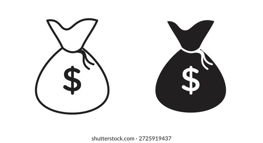 Iconos del bolso del dinero. Icono lineal de Vector aislado sobre fondo blanco.