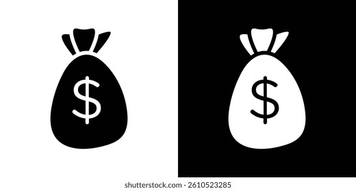 Money bag icons vector set in solid flat style