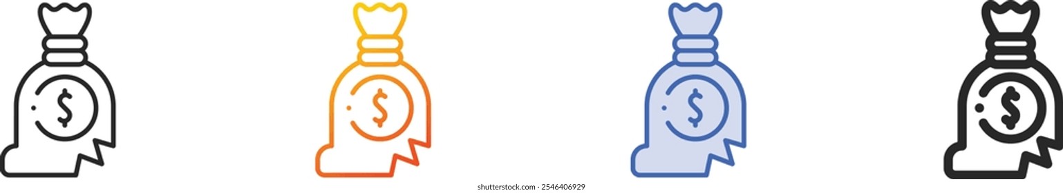 money bag icon.Thin Linear, Gradient, Blue Stroke and bold Style Design Isolated On White Background