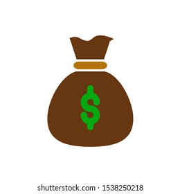 Money bag icon,vector illustration. Flat design style. vector money bag icon illustration isolated on White background, money bag icon Eps10. money bag icons graphic design vector symbols.