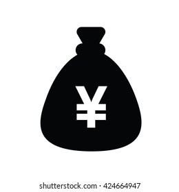Money bag icon,yen symbol. Vector illustration