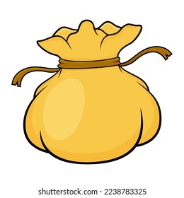 Money bag illustration with with brown ties. Vector illustration