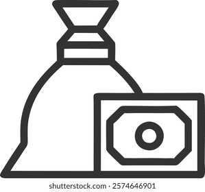 Money Bag Illustration Icon Representing Wealth and Investment, Ideal for Financial Designs