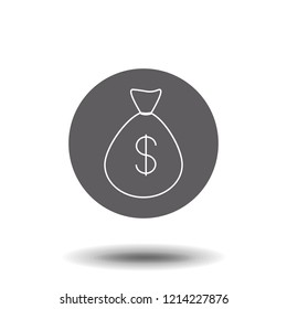 Money bag, income growth, financial savings account concept vector mono line icon