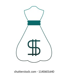Money bag isolated blue lines
