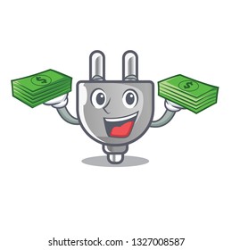 With money bag isolated power plug in the mascot