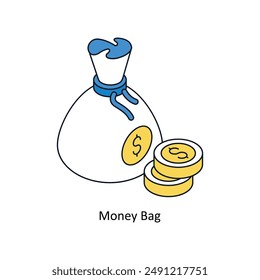 Money Bag Isometric style icon. Symbol on White background EPS 10 File