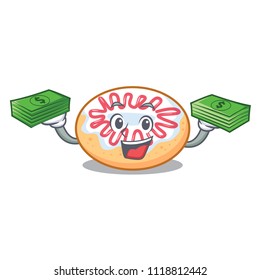 With money bag jelly donut mascot cartoon