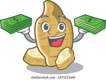 With money bag jerusalem artichoke isolated in the cartoon