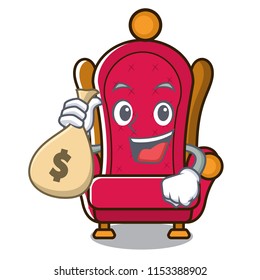 With money bag king throne character cartoon