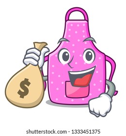 With money bag kitchen apron isolated the with cartoon
