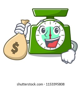 With money bag kitchen scale character cartoon