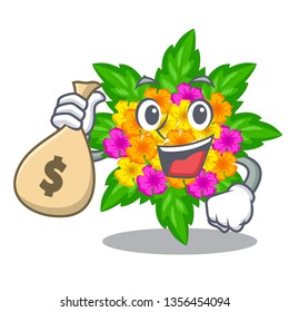 With money bag lantana flowers in the mascot pots