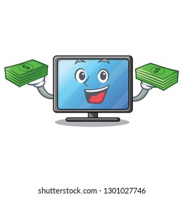 With money bag lcd tv in shape of mascot