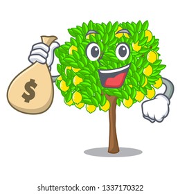 With money bag lemon tree in the cartoon shape