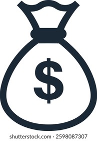  Money bag Line Art Icon vector illustration 	

