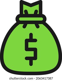Money Bag Line Filled Vector Icon Design
