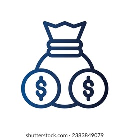 logotipo de icono de gradiente de línea de bolsa de dinero para sitio web, aplicación, impresión, documento, diseño de afiches, etc, Adecuado para diseño web, logotipo, aplicación