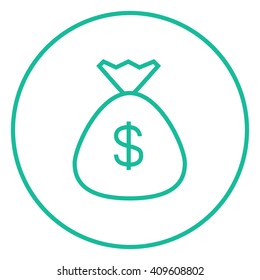 Icono de la línea de la bolsa de dinero.