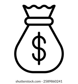 Money Bag Line Icon Design For Personal And Commercial Use