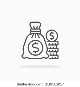 Money Bag line icon. Editable stroke and pixel perfect. Can be used for digital product, presentation, print design and more.
