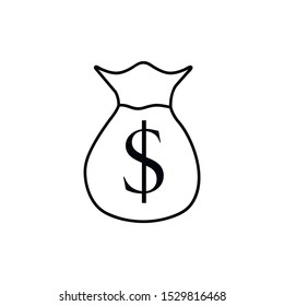 Money bag line icon. High quality black outline logo for web site design and mobile apps. Vector illustration on a white background.