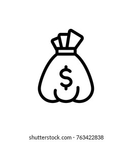 Money bag  line icon. High quality black outline logo for web site design and mobile apps. Vector illustration on a white background.