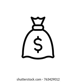 Money Bag  Line Icon. High Quality Black Outline Logo For Web Site Design And Mobile Apps. Vector Illustration On A White Background.