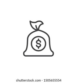 Money bag line icon. linear style sign for mobile concept and web design. Dollar money bag outline vector icon. Symbol, logo illustration. Vector graphics