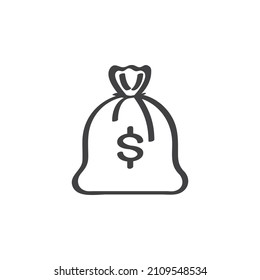 Money bag line icon. linear style sign for mobile concept and web design. Dollar money bag outline vector icon. Symbol, logo illustration. Vector graphics