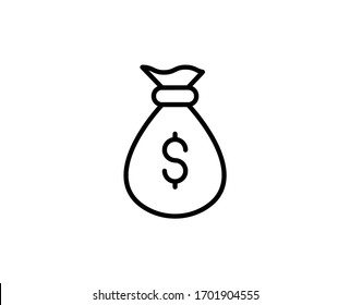 Money bag line icon. Vector symbol in trendy flat style on white background. Web sing for design.